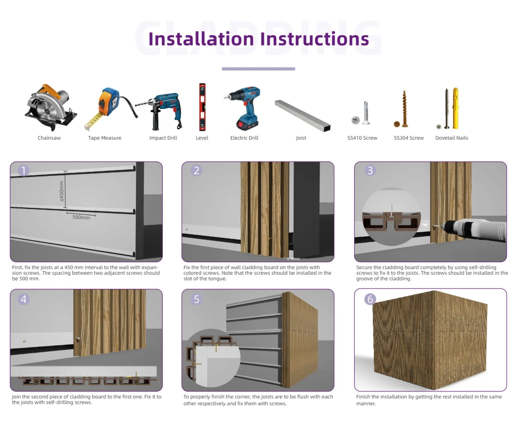 Easy Installing Fiber Cement Replacement Grey WPC Wood Wall Cladding