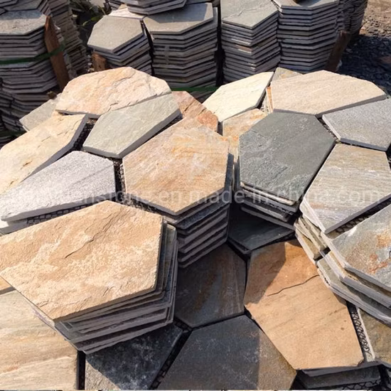 Multi Color Rustic Brown Paver Meshed Random Crazy Flag Stone