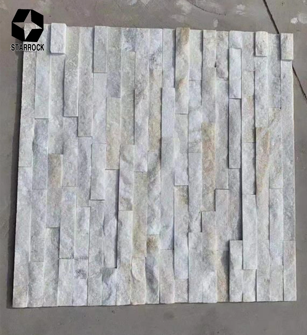 White Quartz Artificial Slate Ledge Culture Stone Wall Tiles