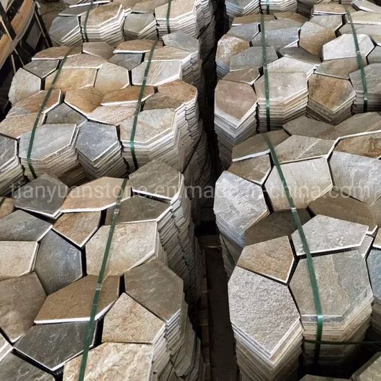 Multi Color Rustic Brown Paver Meshed Random Crazy Flag Stone