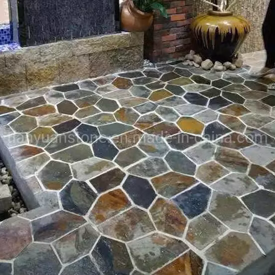 Multi Color Rustic Brown Paver Meshed Random Crazy Flag Stone