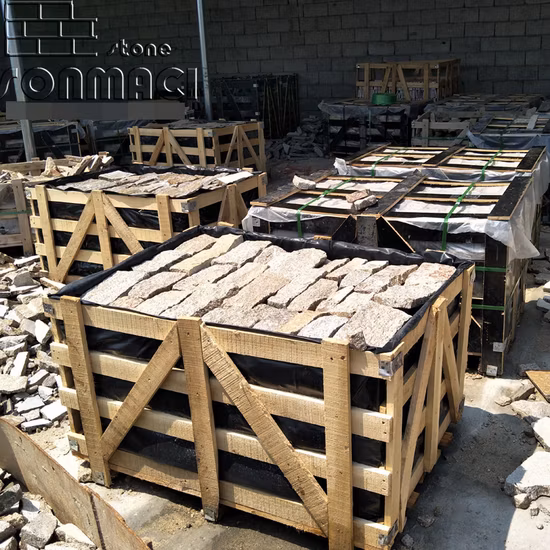 SMC-Fs038 中国天然ゴマ黄色花崗岩ルース積み上げ石